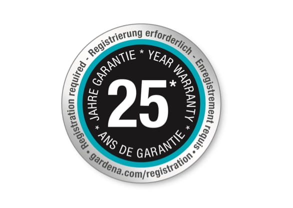 GARDENA 25 vuoden takuu logo